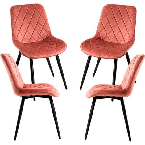 Packs Sillas Comedor - Pack 4 Sillas Min Terciopelo - Rosa (1/5)