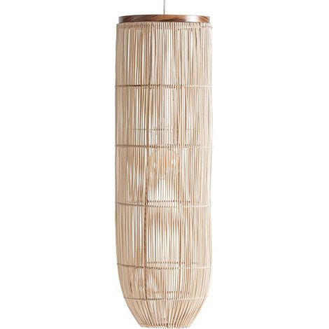 Suspension bohème en rotin naturel - brun clair et bois brun (1/5)