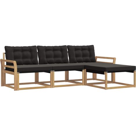 Set di divani da esterno con cuscino 4 pz  Salotto da Giardino Bianco e Nero (1/5)