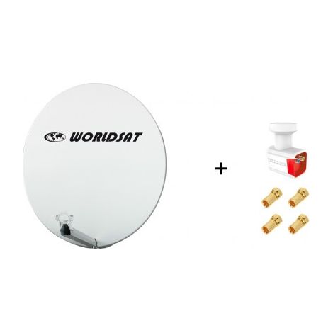 Antenne Parabole Fibre SMC 85 cm Beige WORLDSAT + LNB Twin 0,1 dB Full HD 1080p 4K Ultra HD + 4 Fiches F Or - Visserie en Inox (1/5)