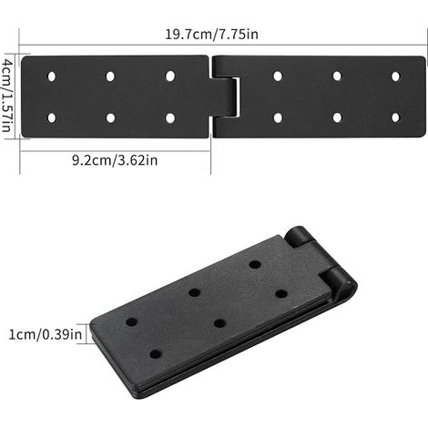 Charnière Métallique Noire, Pièces Connectrices, Pliante, Portes en Bois et Meubles (1/4)