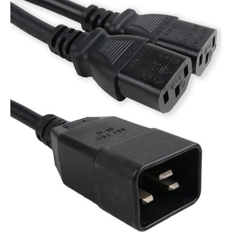 BeMatik - Câble d'alimentation IEC-60320 2 C13 a 1 C20 du 20cm (1/5)