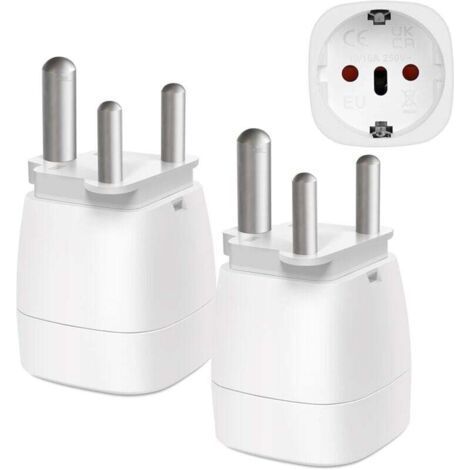 【2 Pieces】France to South Africa Travel Adapter, 2 Pin European to 3 Pin Type M Plug Adapter for Mozambique, Bhutan, Namibia and Botswana (1/4)