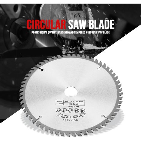 Lame de scie circulaire argentée TCT 200 mm pour la coupe du bois, 60 dents + 1 bague de réduction