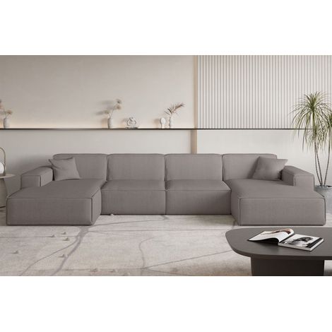 Wohnlandschaft Sofa U-Form CELES PREMIUM in Stoff Scala Taupe (1/3)
