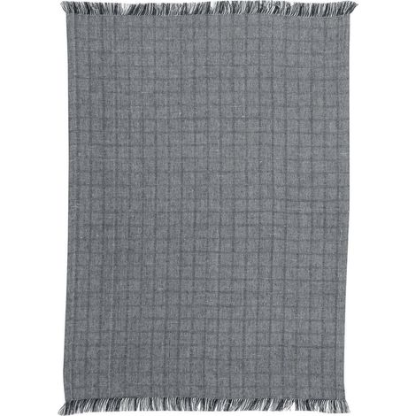 Torchon de Cuisine en Coton Recyclé Tissé Teint Oeko-Tex Blanc/Noir 50 x 70 cm - PANGIVO (1/2)