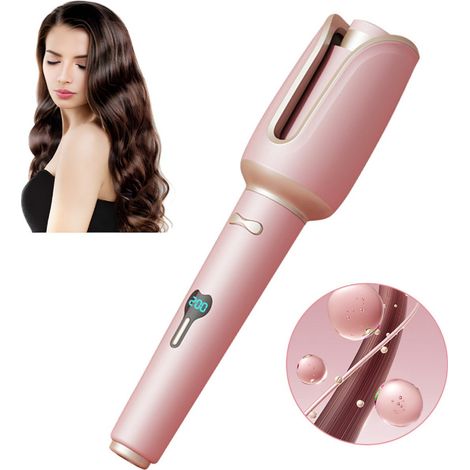 Fer à boucler automatique rose, styler les cheveux en céramique avec chauffe rapide, boîtier résistant à la chaleur, 4 réglages de température ajustables pour des boucles de salon à domicile (1/5)
