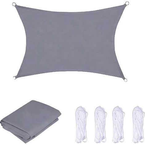 Vela de sombra, impermeable, resistente a los rayos UV, gris, 1 unidad, 3x5 m (1/2)