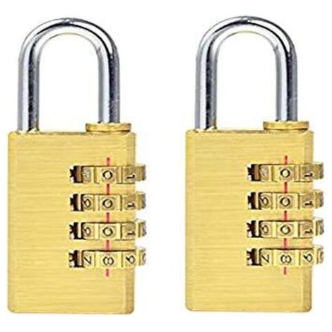 Lot de 2 Cadenas à Combinaison à 4 Chiffres,Cadenas à Combinaison in Laiton,Serrure à Combinaison à 4 Chiffres,Laiton Massif,pour Maison,Bureau,Casiers de Rangement,Casiers de Gymnastique (1/5)