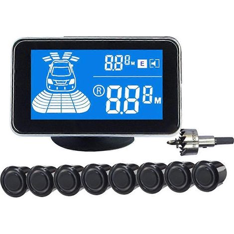 Système radar de stationnement avec 8 capteurs de recul, avertisseur sonore et détection de distance pour la sécurité des véhicules dans les garages. (1/5)