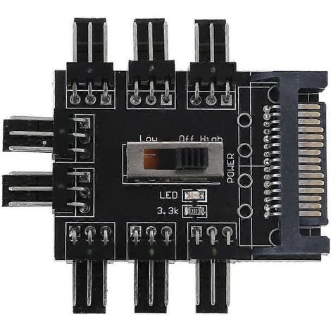Adaptateur secteur 1 à 8 ventilateurs de refroidissement, répartiteur 3 broches 12 V, 2 niveaux SATA. (1/5)