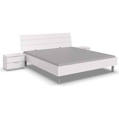 Chambre à coucher complète adulte ( lit adulte + 2 chevets ) coloris blanc