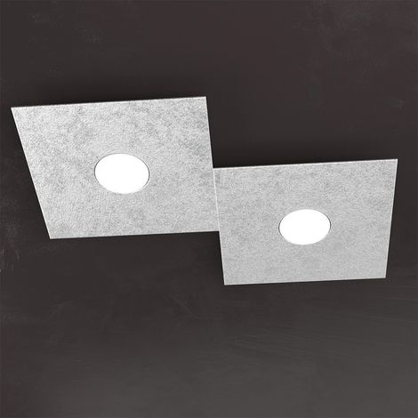 Plafoniera moderna top light eccentric 1156 2l gx53 led metallo lampada parete soffitto, finitura metallo foglia argento