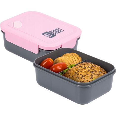 Portapranzo Bambino, contenitore per la colazione rosa e grigio (1/3)