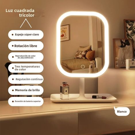Moderner Nischen-Tischschminkspiegel mit 3 LED-Lichtfarben, berührungsempfindlicher Ankleidespiegel für Damen, perfekt fürs Schlafzimmer (1/5)