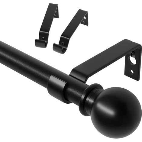 1 Tringle à rideau, métal noir, diamètre 1,6 cm, réglable 71,1-152,4 cm, intérieur extérieur