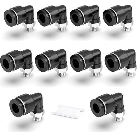 Raccords coudés mâles 4mm OD Tube x M6 Thread 90 Push to Connect Fittings PL4-M6 (Pack of 10) (1/4)