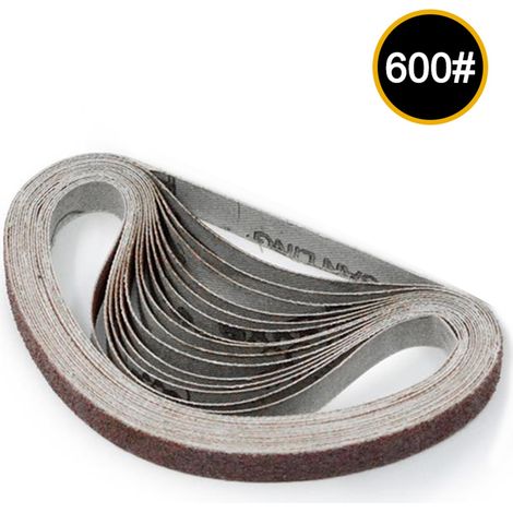 Paquete de 10 bandas abrasivas de 10 x 330 mm, grano 600, para lijadoras y herramientas rotativas eléctricas. (1/5)