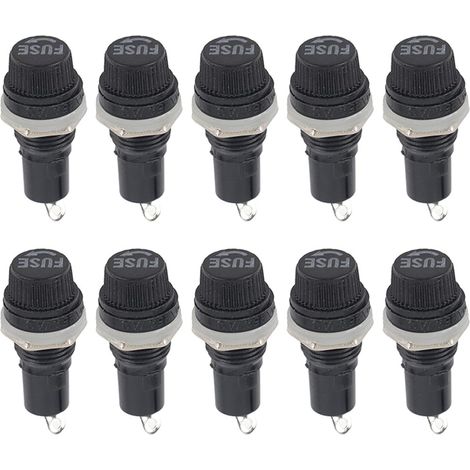 10 Pièces Porte Fusible 10A 250V Montage sur Panneau 5x20mm Support Fusible à Bouchon à Vis pour Équipement Électrique et Motos (1/5)