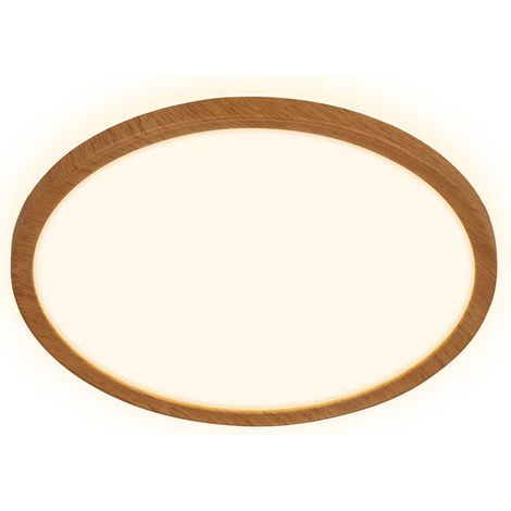 LED Deckenlampe Holz Deckenleuchte Wohnzimmer Indirektes Licht Flach Warmweiß