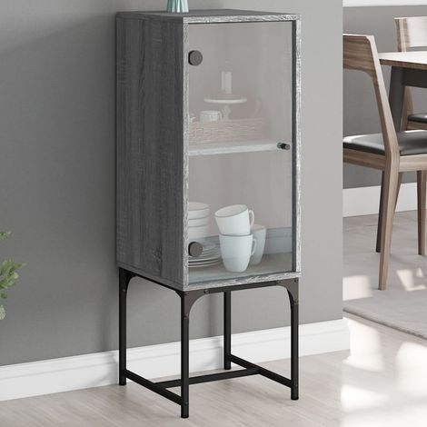 Armoire latérale avec porte en verre sonoma gris 35x37x100 cm vidaXL (1/5)