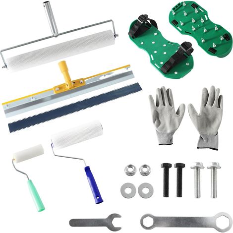 Kit d'outils de ciment autonivelant, Chaussures à crampons pour sols époxy, Rouleau à pointes pour l'autonivelage, pour Niveler les Murs du Sol Composé (1/5)