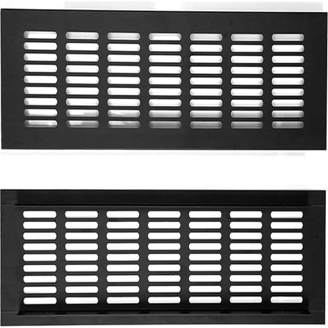 Grille de ventilation rectangulaire encastrée en aluminium pour placard et chambre, lot de 2, noir - 4 (1/5)