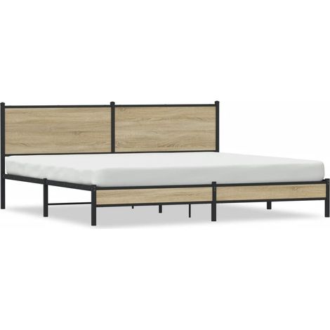 Maison Exclusive - Metallbett ohne Matratze Sonoma-Eiche 200x200