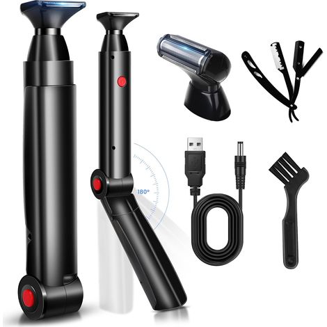 Rasoir électrique Pour Le Dos - Manche Long Ergonomique - Têtes De Rasage Doubles - Rechargeable Usb - Pour Homme (1/5)