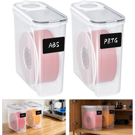 TolleTour Boîte de rangement filament 3D 4 L, lot de 2, transparent/noir, anti-humidité avec dessiccant (1/5)