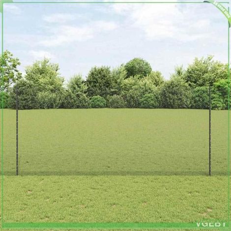 Clôture acier gris 5 x 1,4 m avec 88 poteaux - kit résistant aux intempéries (1/5)