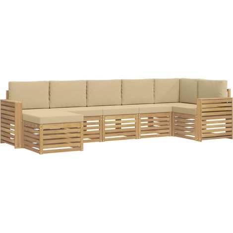 Ensemble de canapés d'extérieur 7 pc Blanc et Beige vidaXL