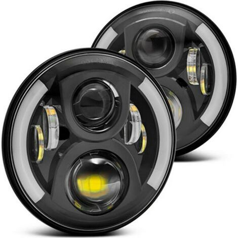 12V/24V moto phare LED rond rétro clignotant lampe 7 pouces remplacement de phare pour Jeep Wrangler,60W,de DEBUNS (1/5)
