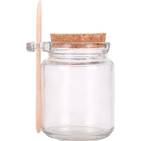 Bocal de conservation en verre Dailygoody, hermétique, 250 ml, couvercle en bois avec cuillère, pour miel, herbes et aliments (1/5)