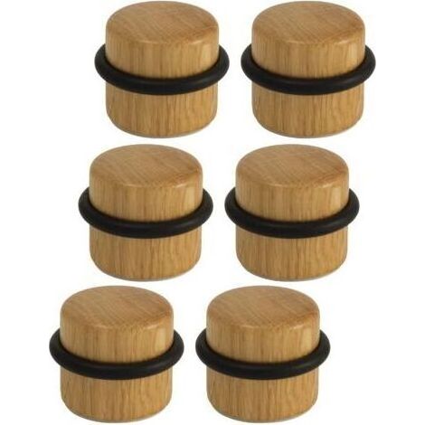 Arrêts de Portes - Butée de Porte Adhésive en Bois pour Sol - Butoirs de Porte Protection de Portes et Murs - Pack 6 unités (Chêne)-AIMOONSA (1/5)