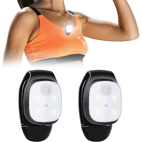 Lot de 2 feux de position extérieurs pour la course de nuit, avec pinces, réfléchissants, rechargeables par USB, à LED, compacts et légers - AquaForge (1/2)