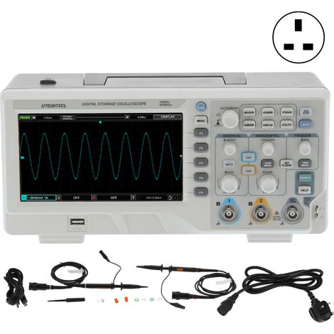 Oscilloscope numérique portable 2 canaux UTD2072CL, mesure électrique précise, écran LCD, alimentation UK 100-240V 50/60Hz 100VA, instrument de test professionnel pour laboratoire et dépannage électro (1/5)