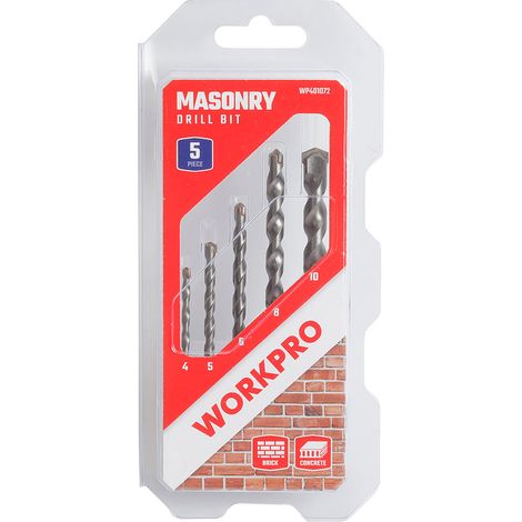 Brocas para mampostería, ø4,00 - ø10,00 mm, juego 5 piezas
