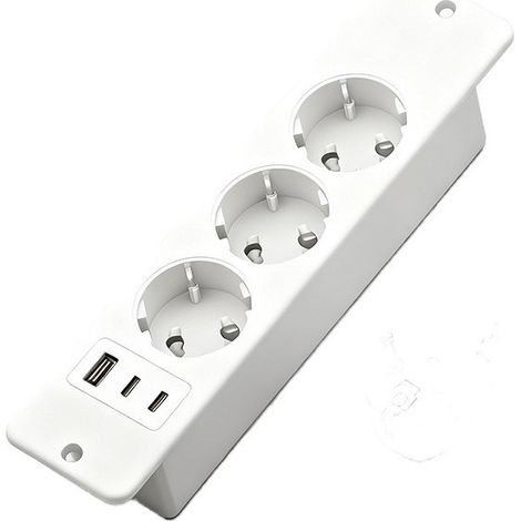 Presa da tavolo a incasso, con USB e Type-C (3 porte, bianca) (1/5)