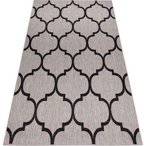 CARPET SIZAL FLOORLUX 20608 Moroccan trellis silver / black beige 60x110 cm