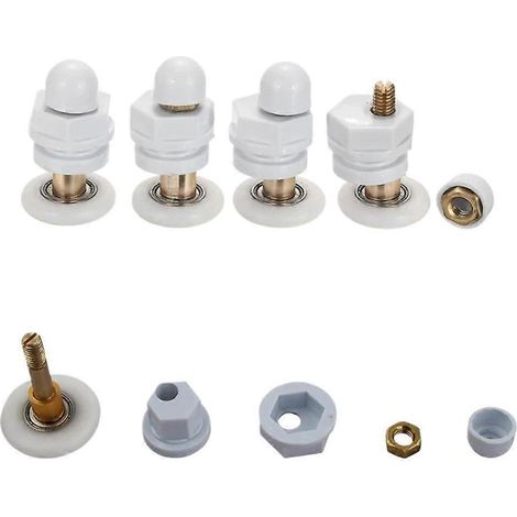 Roulettes de rechange pour portes coulissantes de douche en verre (lot de 4), poulie en nylon et acier inoxydable de 19 mm avec vis en laiton (1/5)