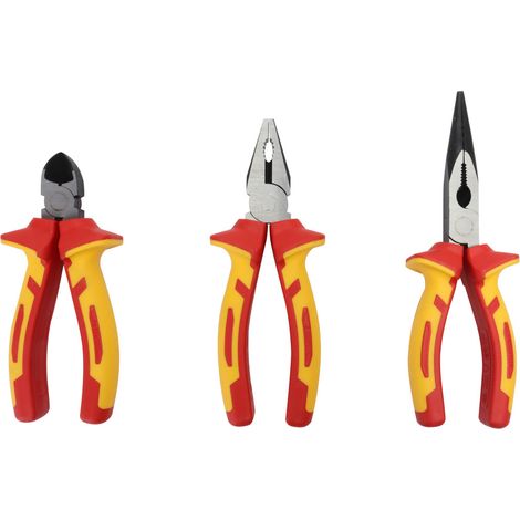 Primaster Zangen-Set 3-teilig VDE Kombizange Flachrundzange Seitenschneider Zangensatz (1/3)