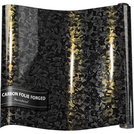 Carbon Folie Geschmiedete Optik Schwarz-Gold 150x30cm Selbstklebend Witterungsbeständig (1/5)