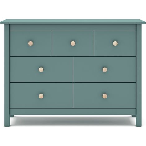 Comò 4 + 3 cassetti decorato verde petrolio lucido L110 cm - CAMILLE