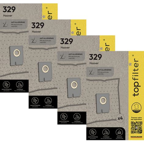 Lot de 4 packs de 4 sacs aspirateur 64329 pour Hoover Freespace EVO TopFilter Premium (1/5)