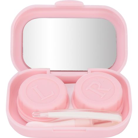 Étui de lentilles de contact portable rose – Mini boîte de voyage avec pince et tige de retrait, lot de rangement pratique (1/5)