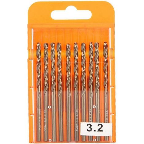 Lot de 20 forets en acier rapide pour perçage de cornières en acier inoxydable, 3,2 mm