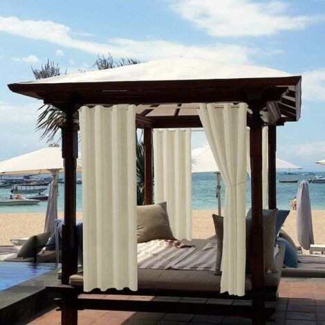 Rideaux d'extérieur Imperméables, Rideau Occultant Isolant Thermiques pour Pergola, Cabanon Jardin Exterieur, Gazebo, Porche Terrasse(132213 CM, Beige)