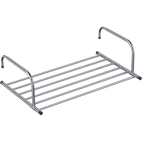 Tendedero telescópico, no requiere instalación, plegable, de acero inoxidable, multiusos, color plata. (1/5)