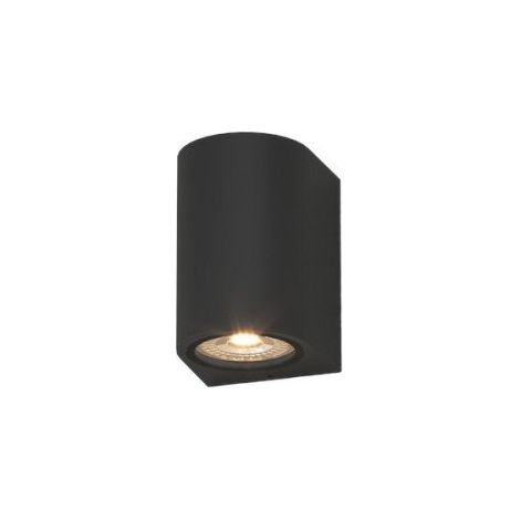 Applique monoemissione top light lione ap gu10 led ip65 alluminio vetro, finitura metallo nero